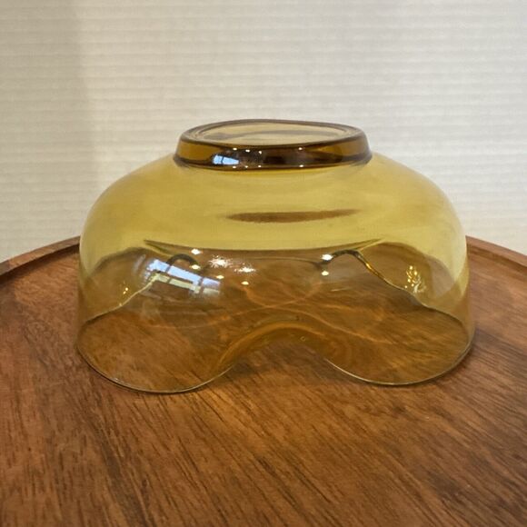 Vintage Amber Glass Folded Edge Dip Bowl MCM Midcentury Modern - Picture 7 of 9